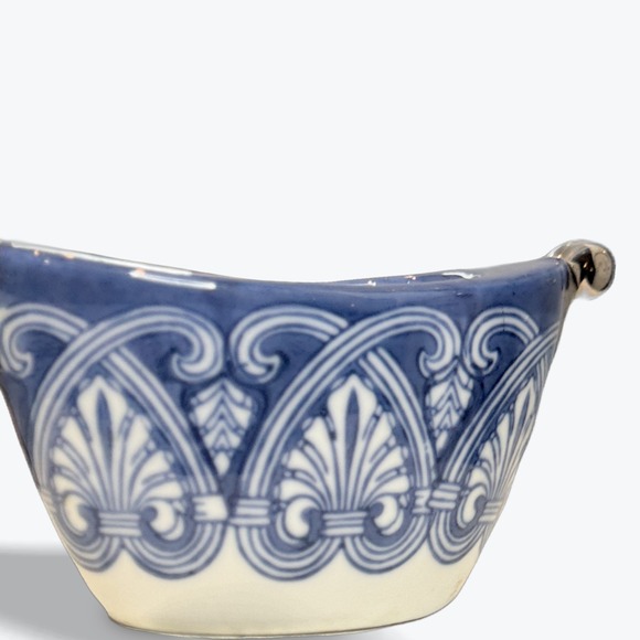 Bombay Blue/White/Platinum Porcelain Sugar Bowl No Lid - Picture 1 of 4